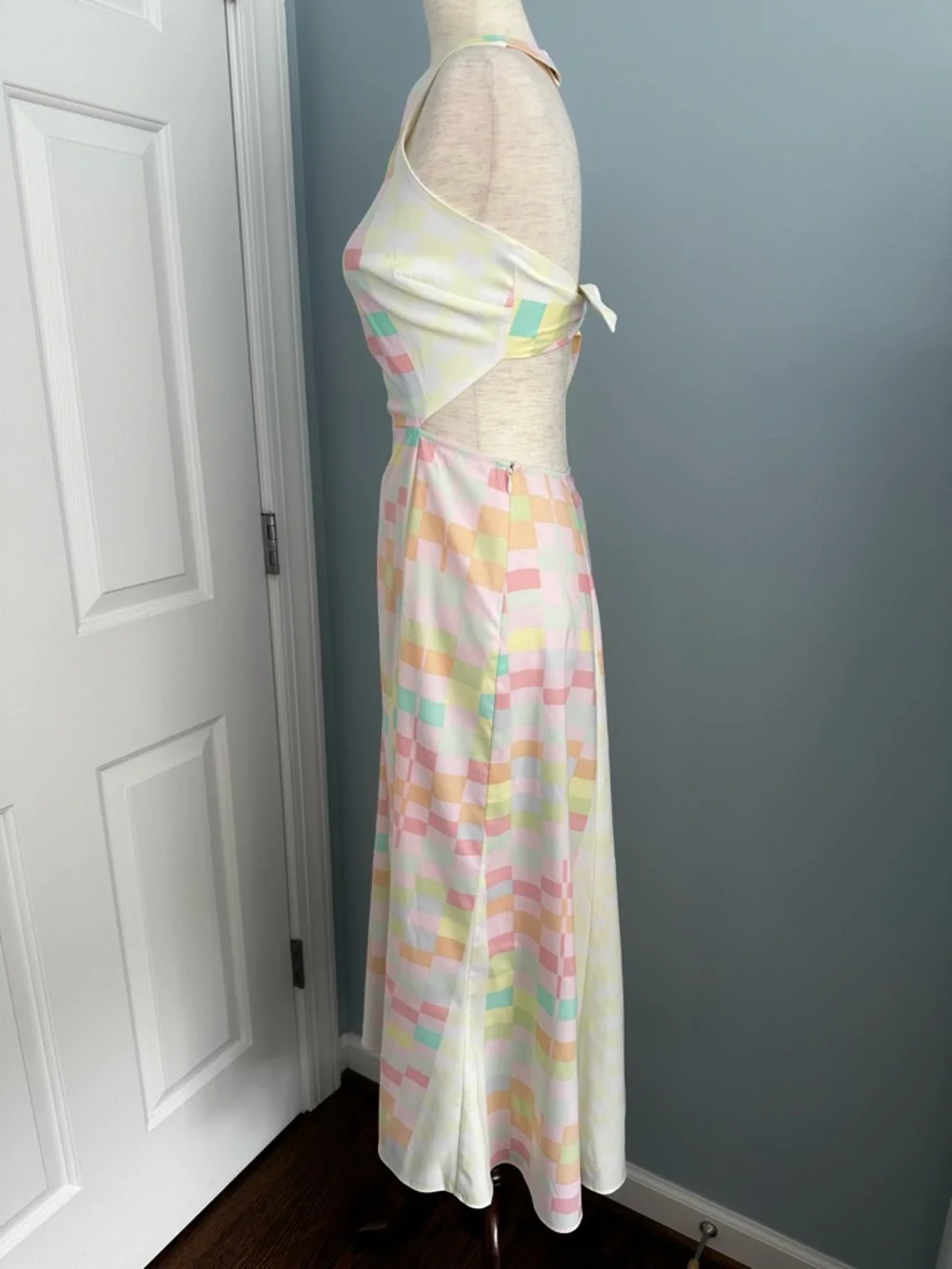 NWT Mara Hoffman Citrus Halter Maxi Dress Pink Orange Pastel Retro 80s Sz 4 - Picture 4 of 13